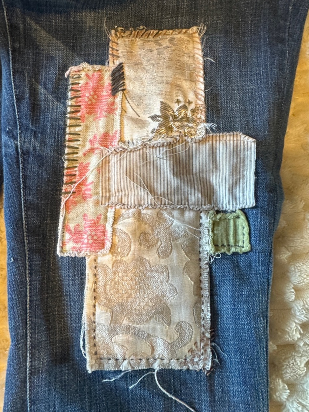 Pilcro and the Letterpress Blue Jeans with Patchwork Accents - Picture 14 of 14